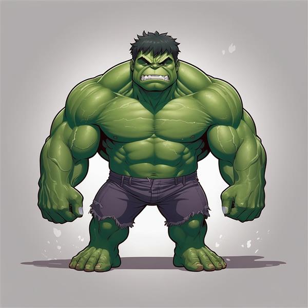 تصویر هالک فانتزی فوق‌العاده عضلانی با نورپردازی حرفه‌ای