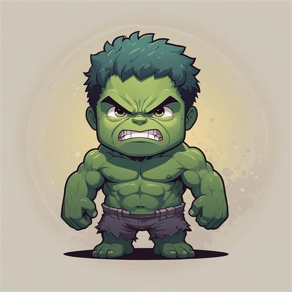 طرح هالک کارتونی در مرکز کادر با پس‌زمینه روشن