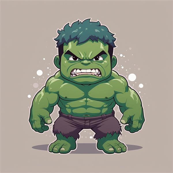 تصویر هالک کارتونی باکیفیت با نورپردازی و جزئیات دقیق