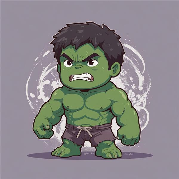 عکس هالک کارتونی عصبانی با افکت دود در پس‌زمینه