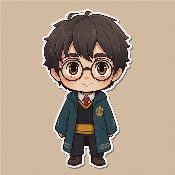 عکس هری پاتر کارتونی با لباس فرم سبز تیره