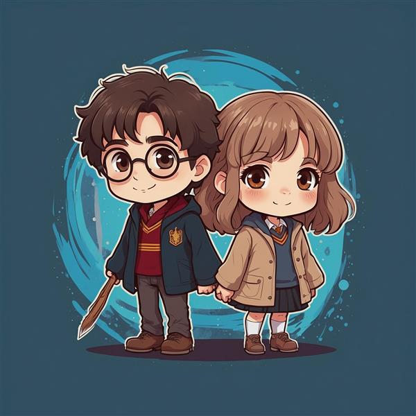 طرح هری پاتر و هرمیون فانتزی با دروازه جادویی