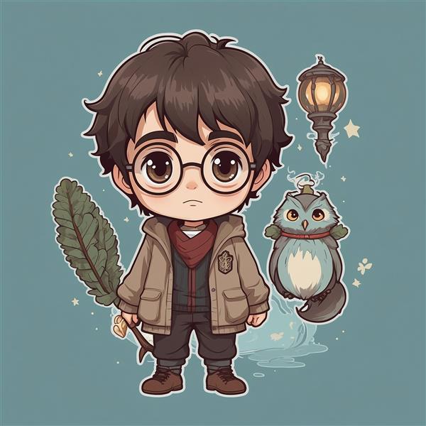 عکس هری پاتر فانتزی با جغد و فانوس جادویی