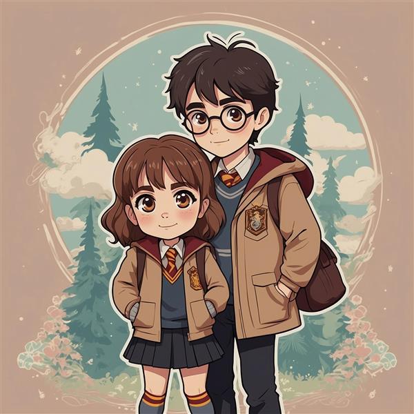 طرح هری پاتر و هرمیون فانتزی در جنگل کاج