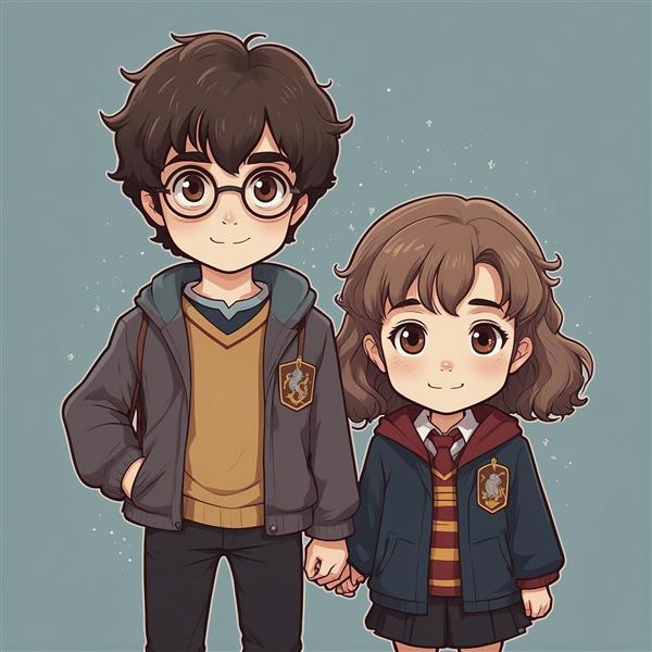 عکس هری پاتر و هرمیون فانتزی با لباس فرم مدرسه