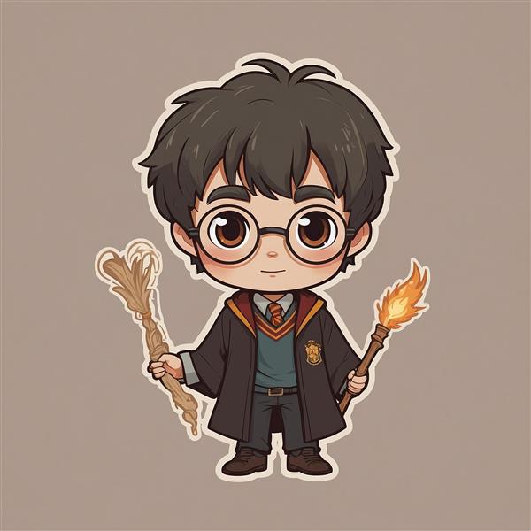 تصویر هری پاتر فانتزی با چوب دستی و مشعل جادویی