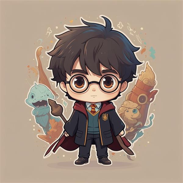 عکس هری پاتر فانتزی با شنل و موجودات جادویی کوچک
