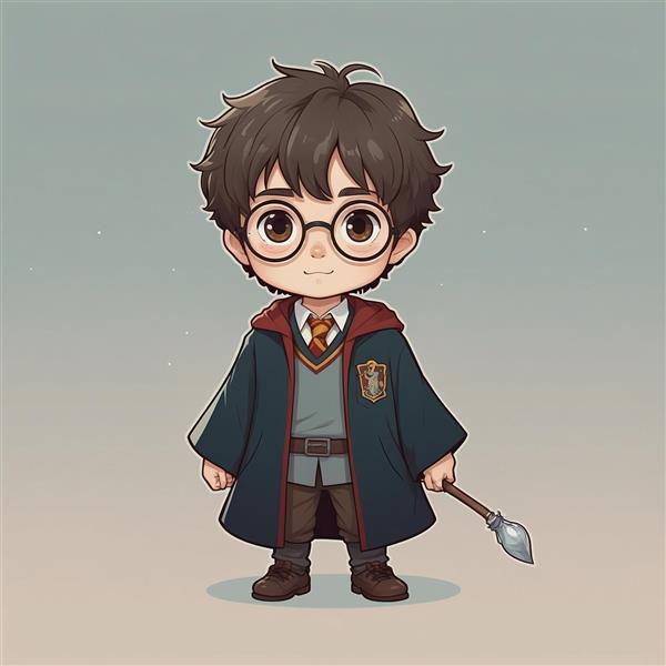 طرح هری پاتر کارتونی با جاروی پرنده جادویی فانتزی