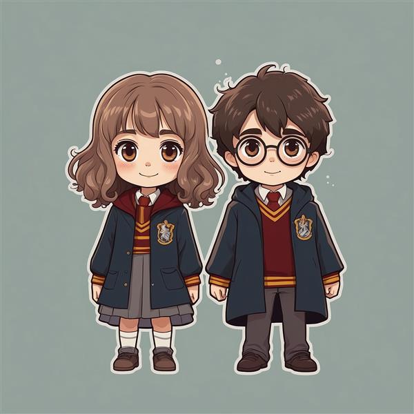 عکس هری پاتر و هرماینی گرنجر فانتزی با لباس مدرسه