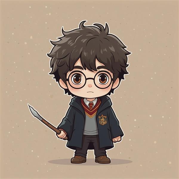 تصویر هری پاتر فانتزی با چوب دستی در فضای مه‌آلود