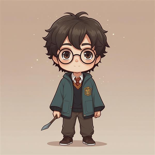 تصویر هری پاتر کارتونی با چوب دستی جادویی باکیفیت