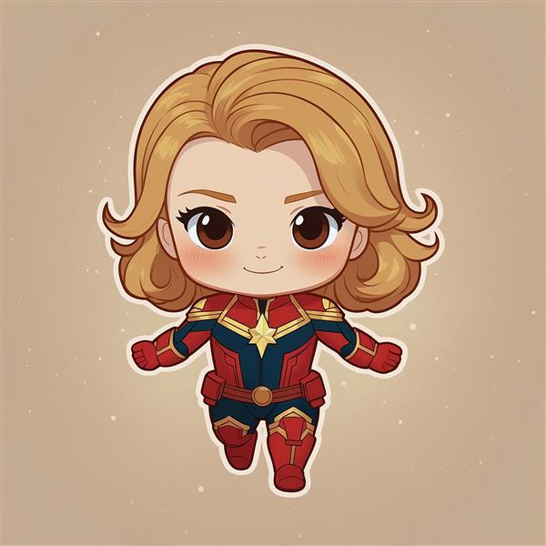 عکس کاپیتان مارول فانتزی با موهای حالت‌دار قهوه‌ای