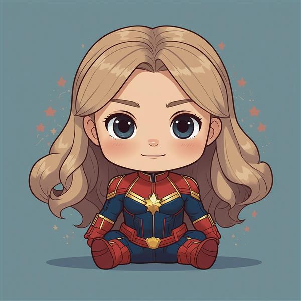 طرح کاپیتان مارول در حال دویدن با استایل قهرمانانه