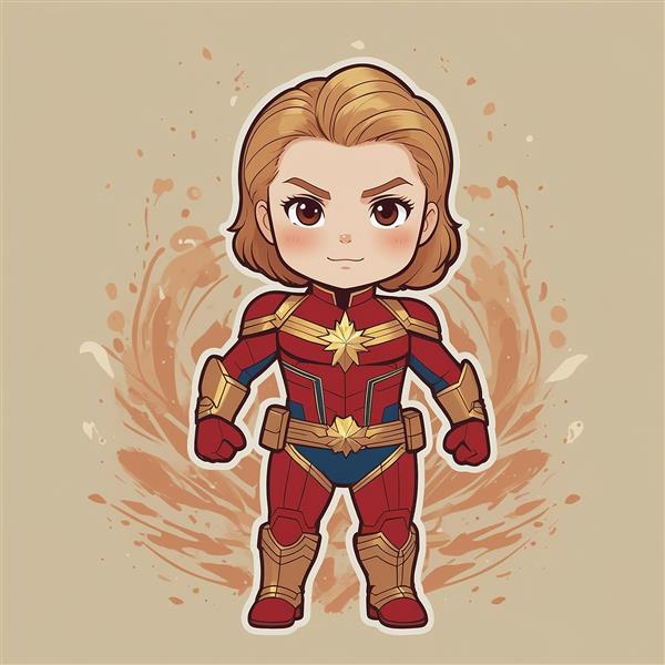 طرح کاپیتان مارول با هاله انرژی آتشین در پس‌زمینه