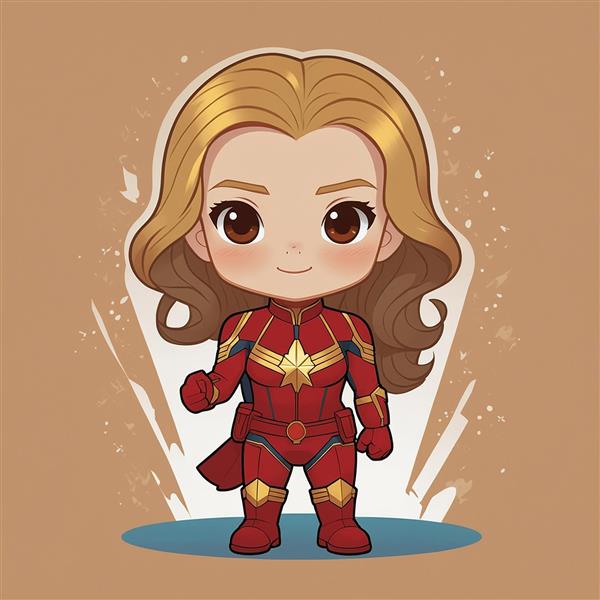 تصویر فانتزی کاپیتان مارول با موهای بلند و ستاره