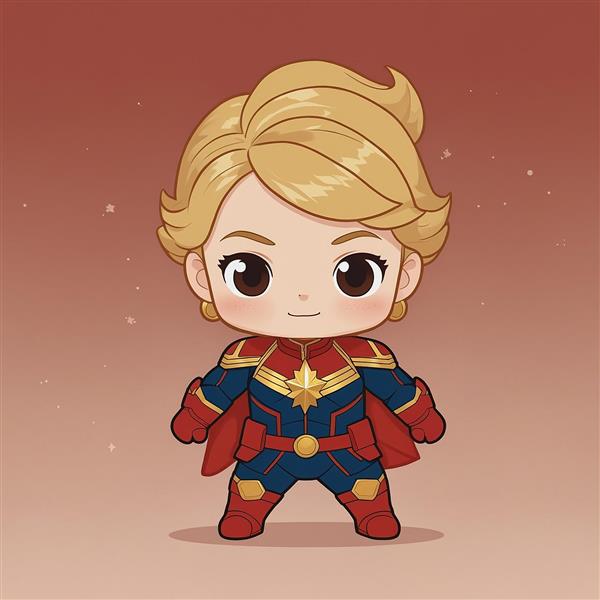 عکس کاپیتان مارول کارتونی با موهای کوتاه و گوشواره