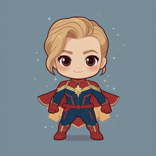 عکس کاپیتان مارول با شنل و موهای حالت‌دار بلوند