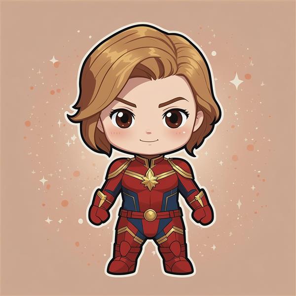 طرح کاپیتان مارول کارتونی در پس‌زمینه ستاره‌ای