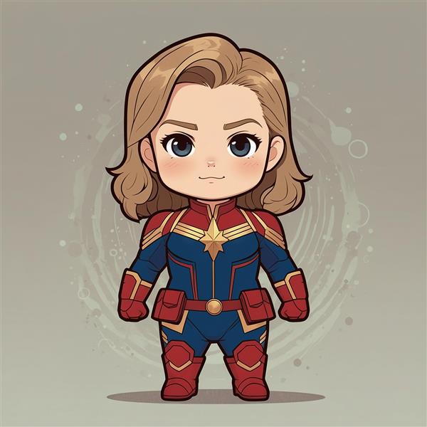 عکس کاپیتان مارول فانتزی با موهای موج‌دار بلند