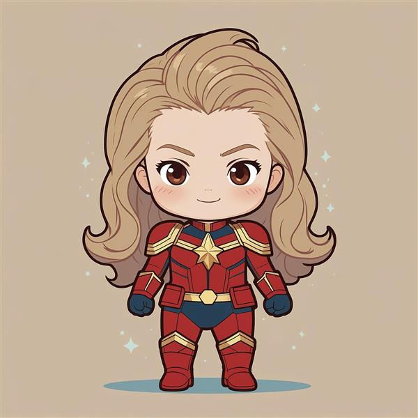 عکس کاپیتان مارول فانتزی با لباس قرمز و آبی