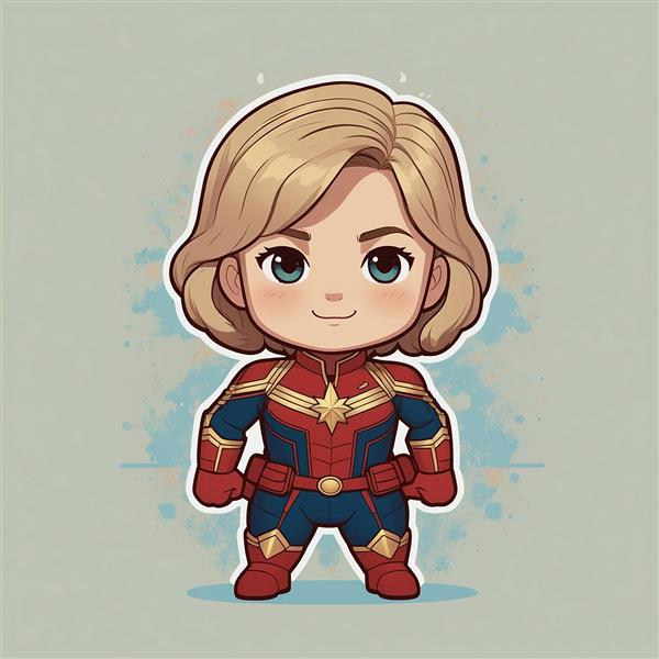 طرح کاپیتان مارول کارتونی با موهای خرد بلوند