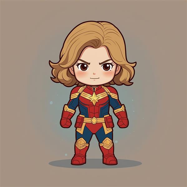 عکس کاراکتر کاپیتان مارول فانتزی با چهره جدی و باکیفیت