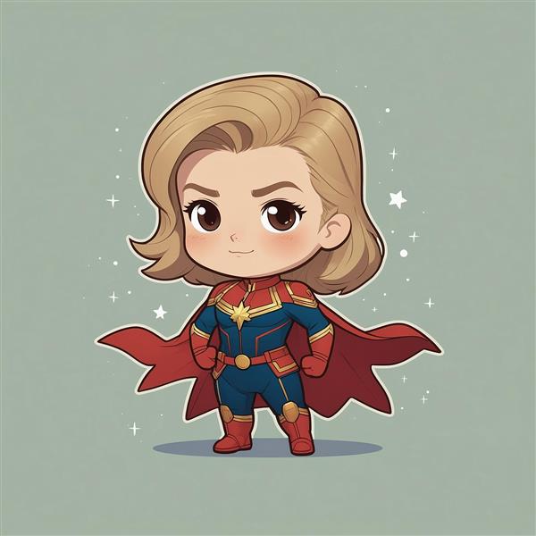 عکس کاپیتان مارول کارتونی با پس زمینه سبز و ستاره