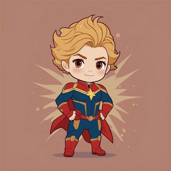 عکس کاراکتر کاپیتان مارول فانتزی با شنل قرمز و جزییات