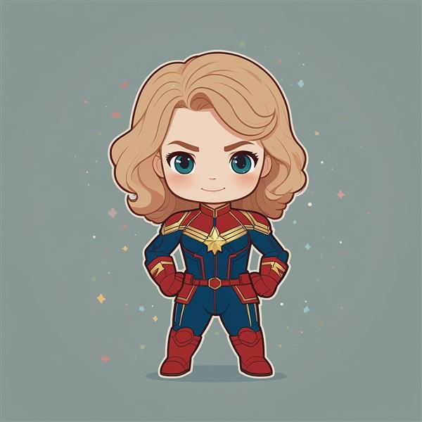 طرح کاپیتان مارول کارتونی با موهای بلند و باکیفیت
