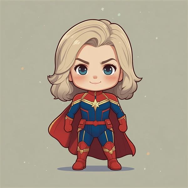 تصویر کاپیتان مارول با شنل قرمز و موی بلند