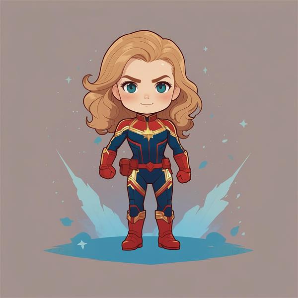 تصویر کاپیتان مارول فانتزی با افکت‌های جادویی آبی