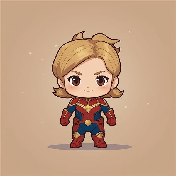 عکس کاپیتان مارول کارتونی با موهای طلایی کوتاه
