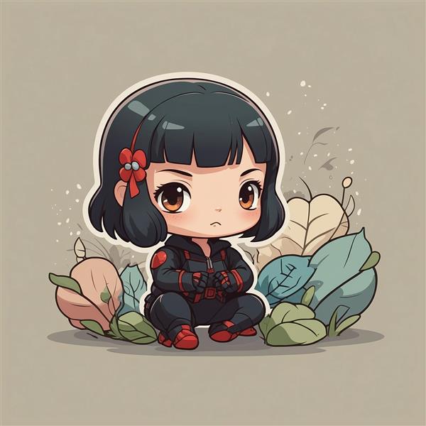 عکس دختر فانتزی نشسته با لباس رزم در میان گیاهان