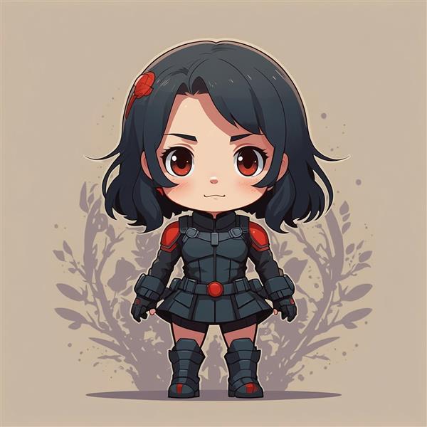 تصویر دختر قهرمان فانتزی با لباس رزم و پس‌زمینه انتزاعی