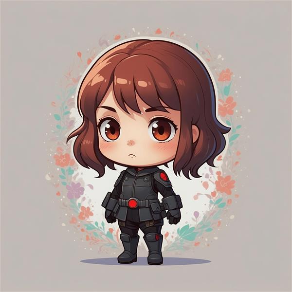 تصویر دختر فانتزی با لباس رزمی و هاله گل‌های رنگی