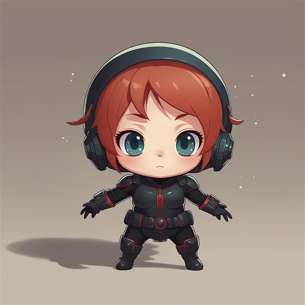 تصویر دختر فضانورد فانتزی با کلاه هوشمند و لباس رزم