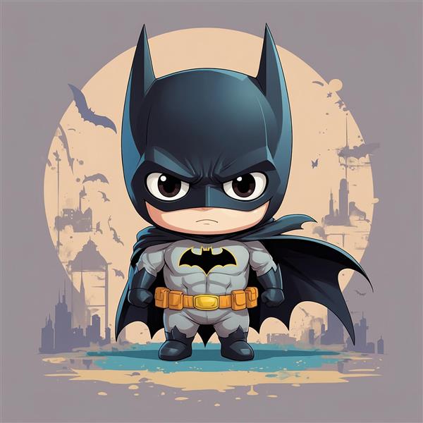 عکس بتمن فانتزی با ماه بزرگ و نمای شهر گاتهام