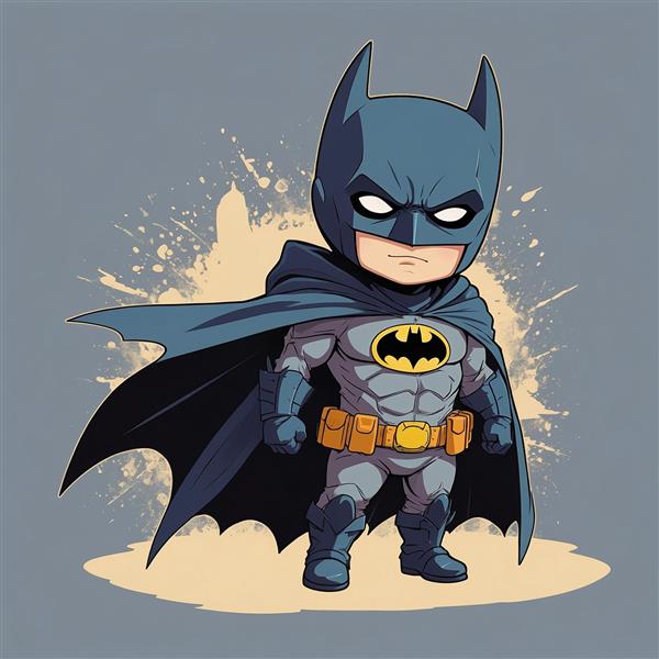 عکس بتمن کارتونی با افکت پاشش رنگ در پس‌زمینه
