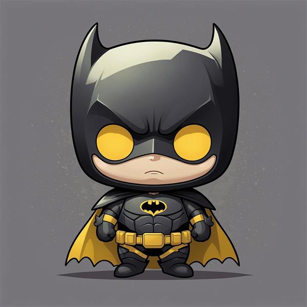 تصویر بتمن کارتونی با چشمان زرد و استایل مینیمال