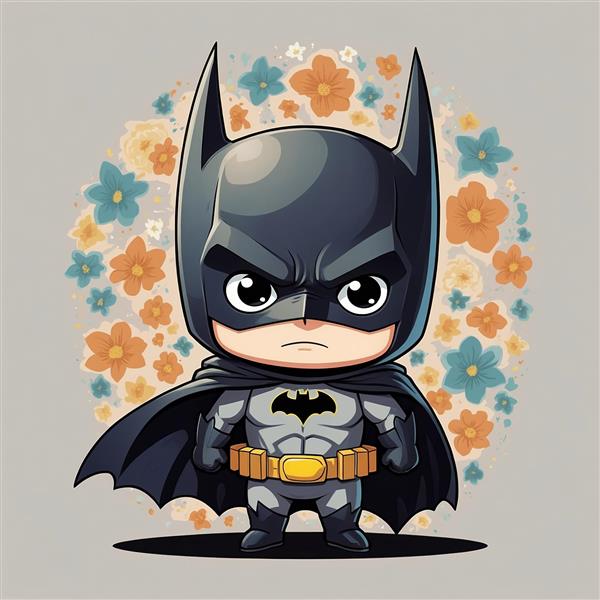 طرح بتمن فانتزی با پس‌زمینه گل‌های رنگی باکیفیت