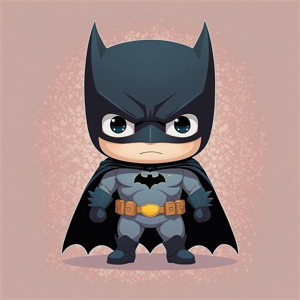 طرح کاراکتر بتمن فانتزی با پس‌زمینه صورتی ملایم