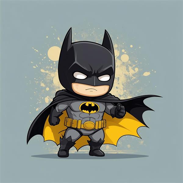 تصویر بتمن فانتزی در حال دویدن با پس‌زمینه رنگی