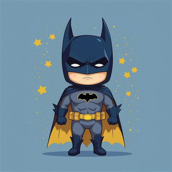 طرح بتمن کارتونی میان ستاره‌های زرد
