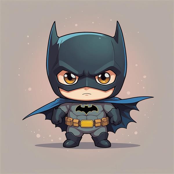 عکس بتمن کارتونی با چشمان قهوه‌ای و شنل آبی