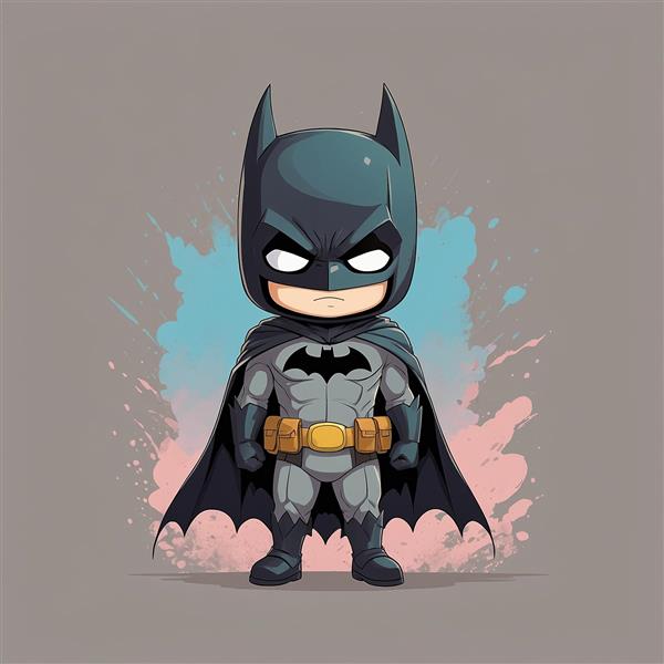 طرح بتمن فانتزی با پس‌زمینه رنگی و شنل