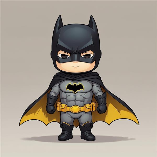 تصویر بتمن کارتونی با شنل دورنگ زرد و سیاه