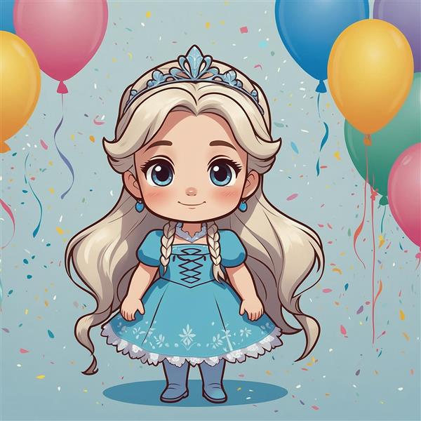 عکس السا فانتزی با موهای باز و بادکنک