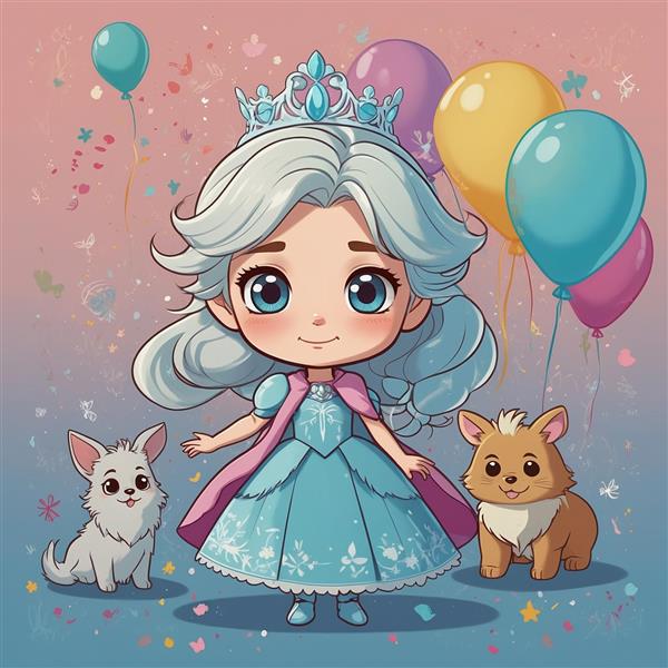 عکس السا فانتزی با تاج بزرگ و حیوانات خانگی بامزه