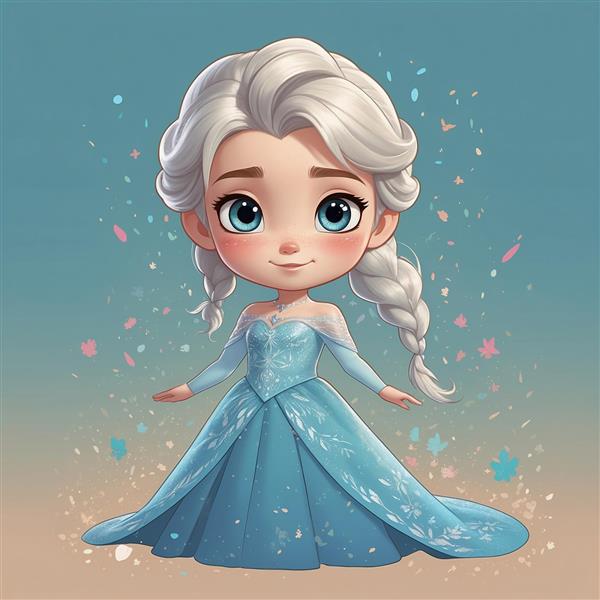 تصویر السا فانتزی با دامن بلند و ذرات درخشان