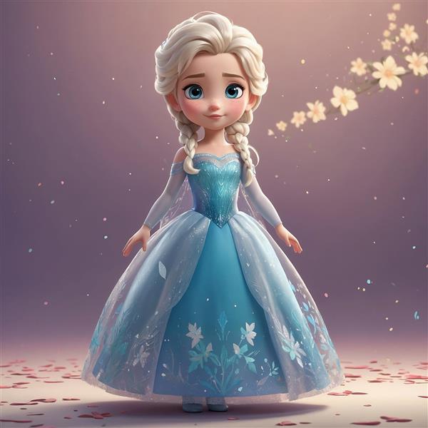 طرح السا فانتزی با پیراهن بلند و گل‌های درخشان